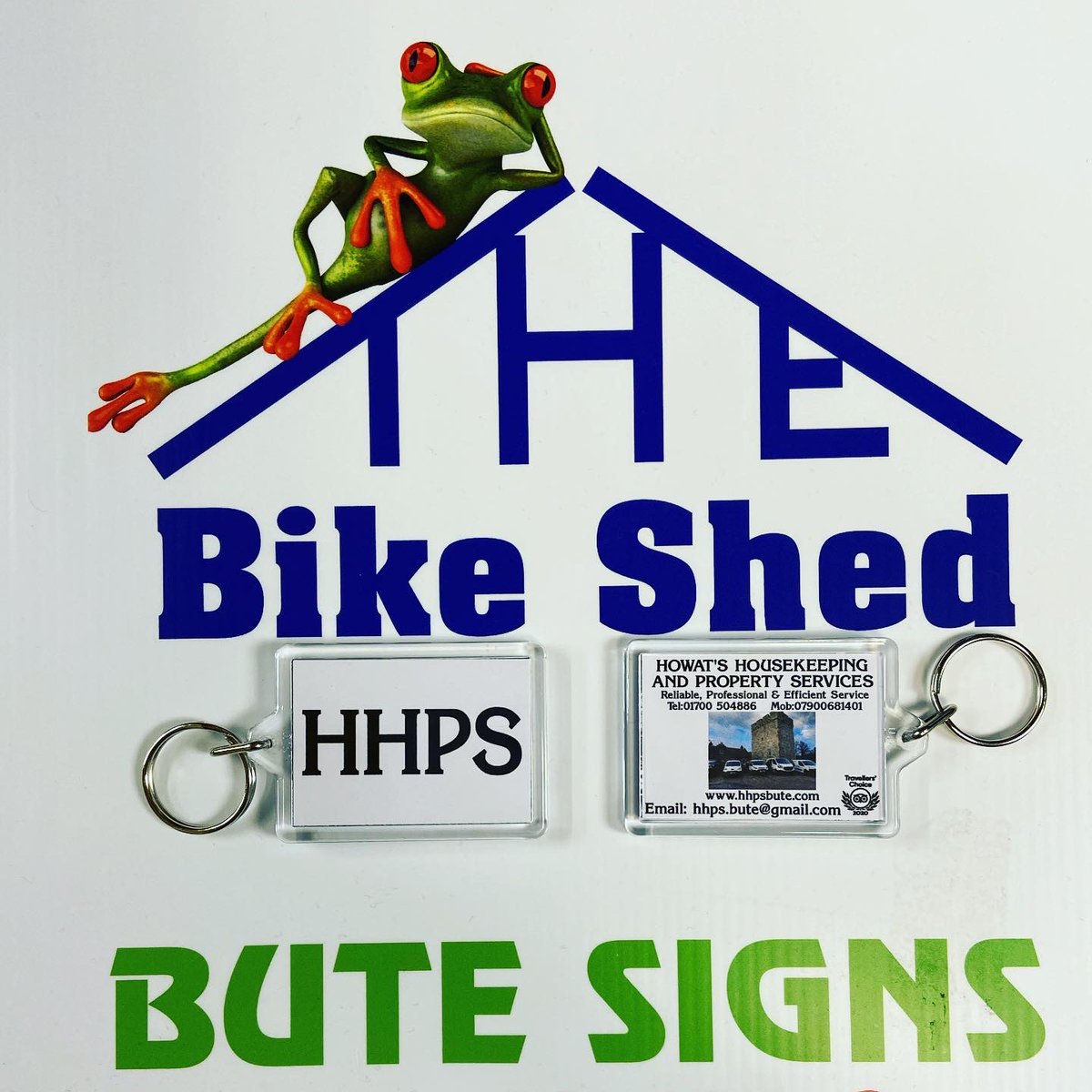 Key rings we have made for @ButeHhps with with logo on one side and contact details on the other. If your looking for some for your business drop us a message #teambikeshed #supportlocal #open7daysforyou #isleofbute #keyrings