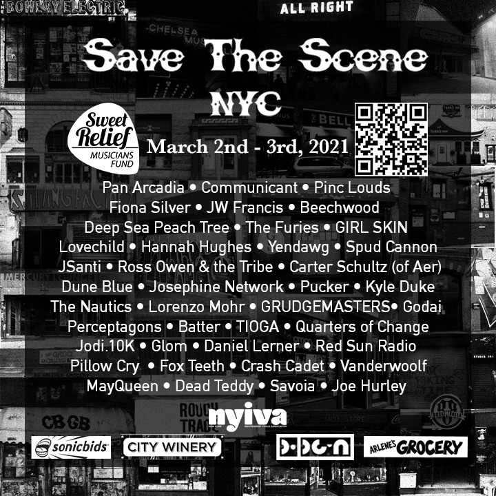 Join Save the Scene! A digital livestream benefit concert organized by New York band Pan Arcadia in partnership with the non-profit Sweet Relief. Help us support our local music scene!! 🎵 🎸 #saveourstages