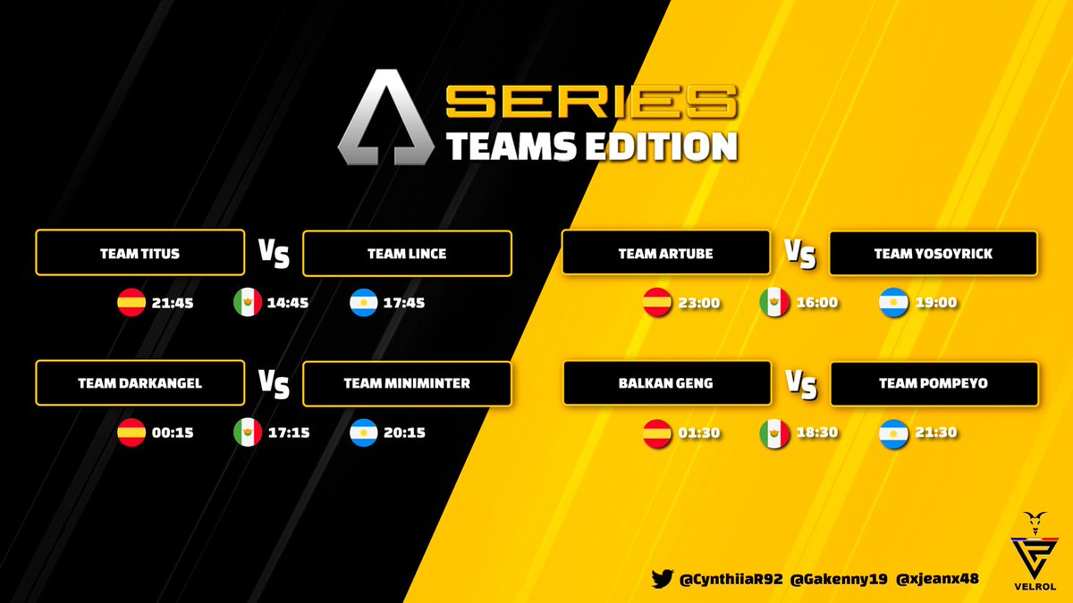 RevolAimar's tweet photo. 🏆#AppGradeSeries

👕Hoy 21:45🇪🇸/14:45🇲🇽/17:45🇦🇷🇧🇷/5:45🇯🇵

🎖️#TeamTitus🆚#TeamLince
🎖️#TeamArtube🆚#TeamYoSoyRick

📺https://t.co/mq0R38lEpG

🎖️#TeamDarkAngel🆚#TeamMiniminter
🎖️#BalkanGeng🆚#TeamPompeyo

📺https://t.co/5pE9qwCyf0

 ❤️@CynthiiaR92 @Velrol86Mx @Gakenny19 @xjeanx48 https://t.co/XBJ0yZi08y
