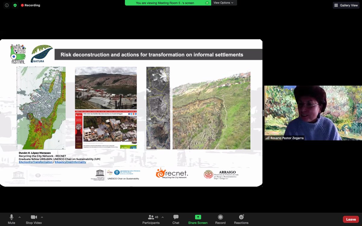 LopezMDuvan's tweet photo. Con RECNET @natura_project en #TNOCFestival #ActionForTransformation. Advierto de la relación espacial Riesgo -Naturaleza-Informalidad en la ciudad y expongo iendo retos y barreras para la implementación de NBS en la región - mas info --> #AgencyOverInformality https://t.co/K9a3RCmCCC