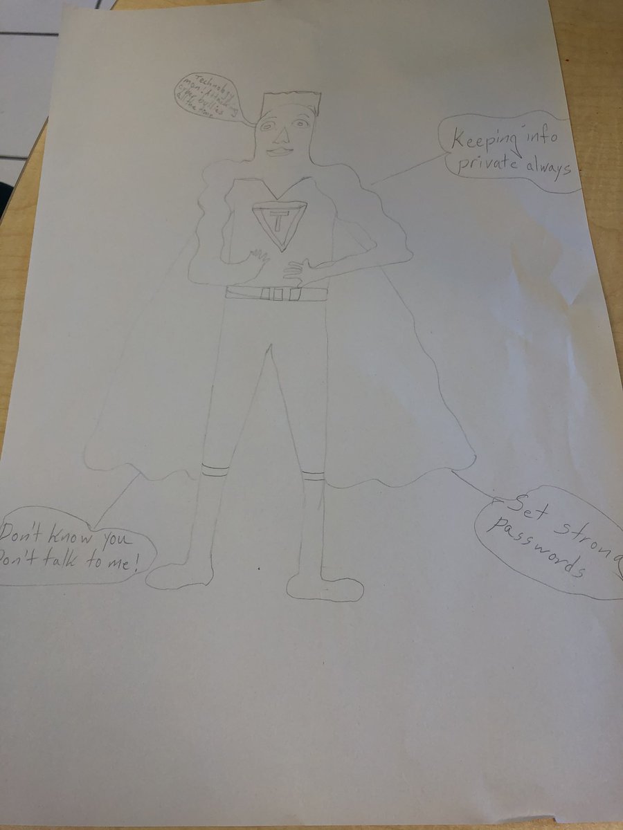 mrsamberbush's tweet photo. We drew some awesome Digital Super Heroes yesterday for #dlday #digitalcitizenship #learningtofly #vbdigcit https://t.co/xqI0f6ATRA
