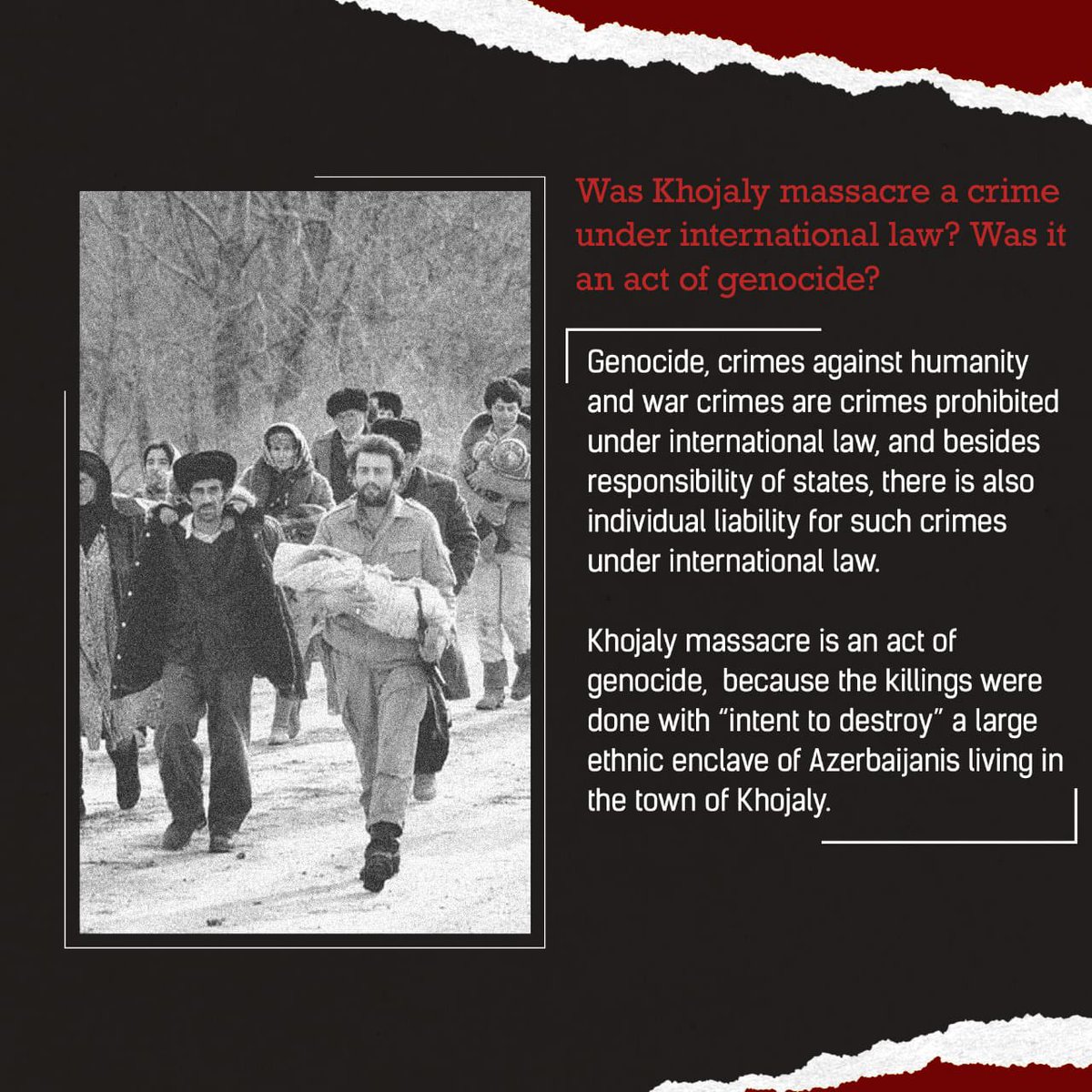 Mehin40317299's tweet photo. We're calling you to get acquainted with the legal background of the #Khojaly genocide. 

#ATGTİ #ASYOU #JusticeForKhojaly https://t.co/0wDwTh5MSc
