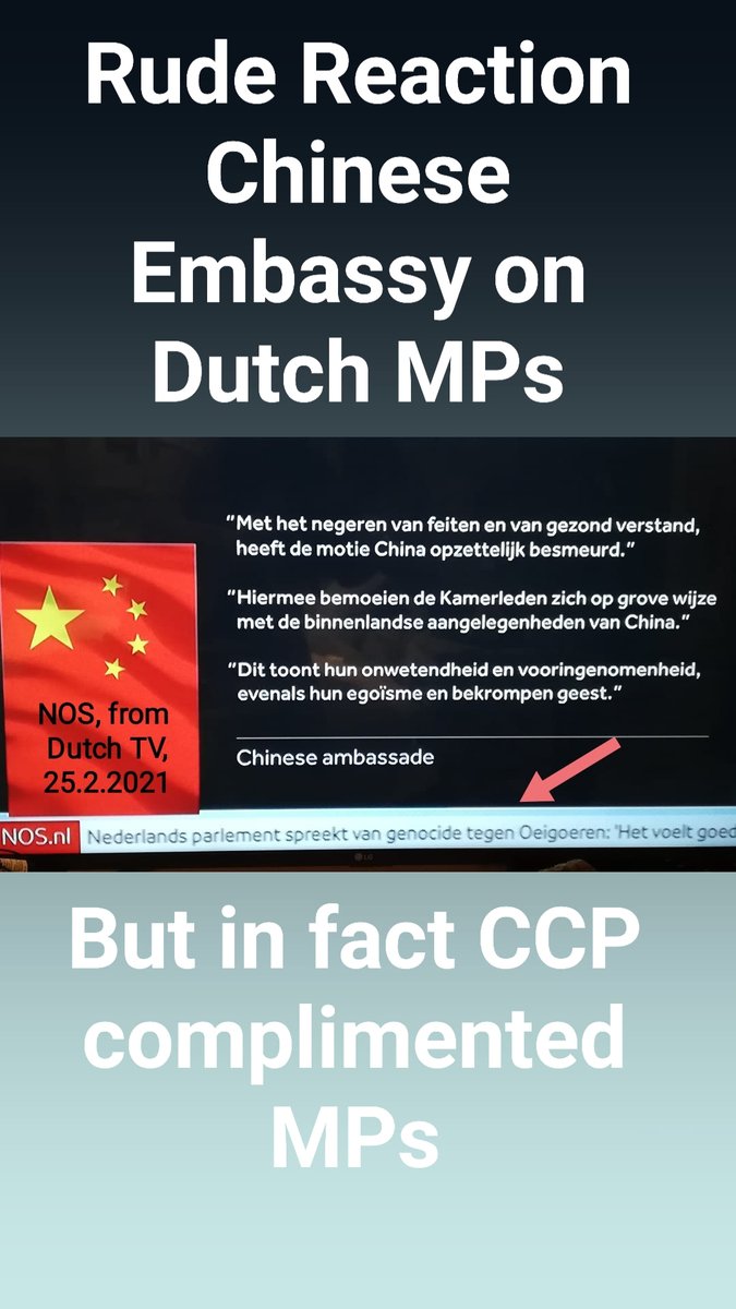 AlarmChina's tweet photo. Reaction #ChineseEmbassy on #DutchParliamentaryDecision to vote f the label #UyghurGenocide
#Misbehaviour Chin Emb Towards #DutchParliamentarians
How to read #ChinasReaction on the #DutchVote on the #OeigoerseGenocide? What does the #CCP really say?
https://t.co/eN5lvmXa5i https://t.co/NVq4lGdYkc