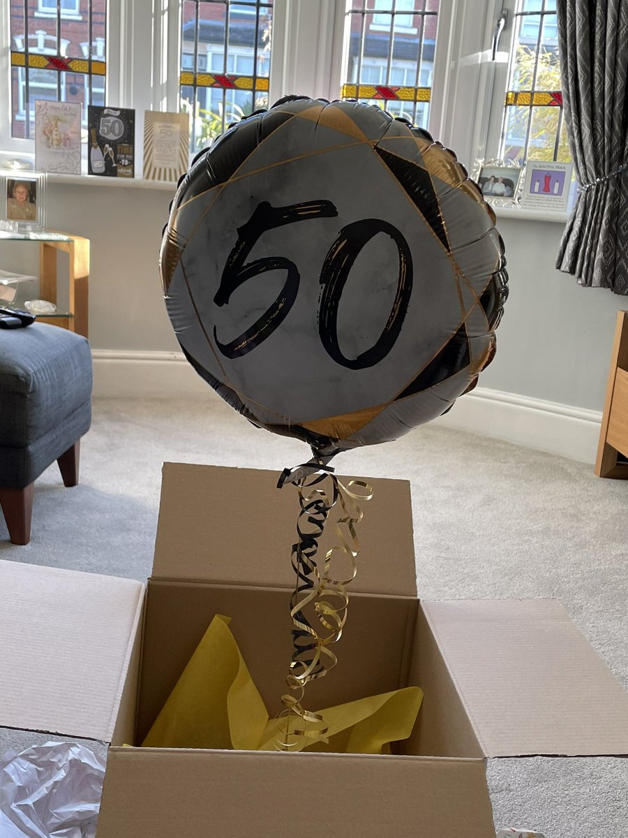 RachaelDoyle3's tweet photo. Today I celebrate my half century 🍾

Today I opened a box from my chapter 2 &amp; out floated a balloon ... a hot air balloon 

Certainly a birthday with a difference. That will sort out my fear of heights one way or another  🤣 #lockdownbirthday #hotairballoon @wickersworld #50th https://t.co/hD8fDaMFMK