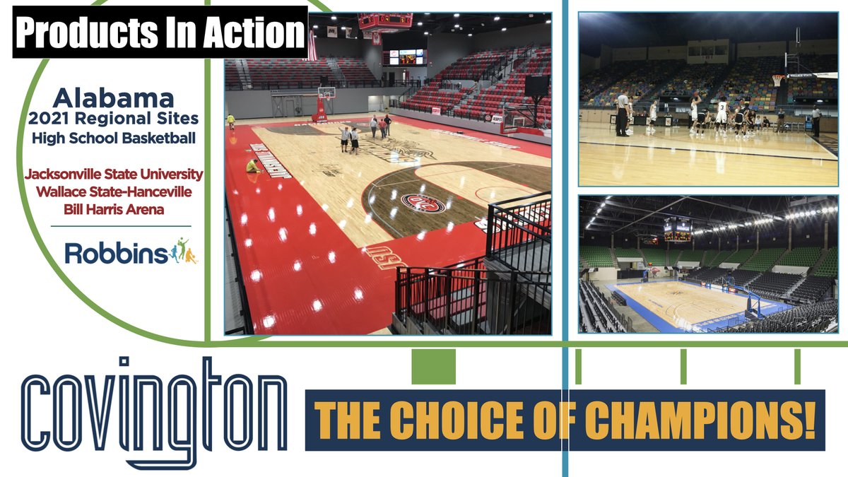 covingtonfloors's tweet photo. Robbins Sports Surfaces installed by Covington are the center of attention at:
• Jacksonville State
• Wallace State-Hanceville Campus
• Harris Arena-Birmingham Crossplex
Thanks for making Robbins-Covington the Choice of Champions! #productsinaction #choiceofchampions https://t.co/GSzpkMRVBV