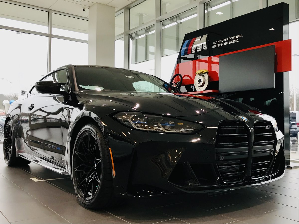 GraysonBMW's tweet photo. The All-New 2021 BMW M4 Coupe has arrived!

It's on the showroom floor!  What else is there to do on a rainy day?  Stop by and take a look.

#allnewm4 #theallnewm4 #M4 #rainydayouting #knoxville #GraysonBMW #bmwmpower #bmwlife https://t.co/6gEBPTkMxb