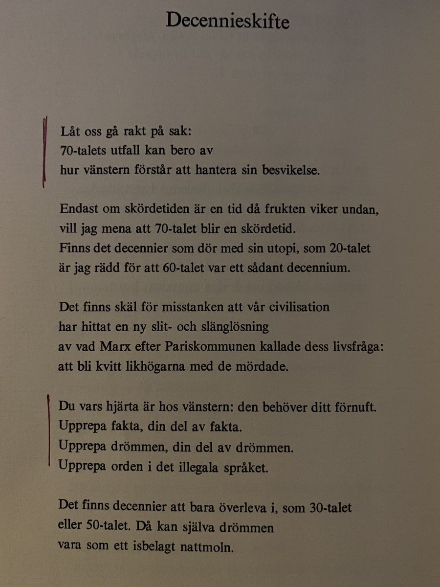 #lyrikfredag 
Karl Vennberg
ur Sju ord på tunnelbanan (1971) 