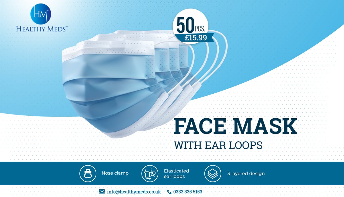 MedsHealthy's tweet image. Presenting a pack of 50 Face Masks with ear loops protecting the wearer’s mouth and nose area from penetration of dust, pathogens, microorganisms and particles.
Buy now @ healthymeds.co.uk/.../face-mask-… 
#healthymeds #facemasks #EarLoops #staysafe #healthandsafety  #stayhealthy