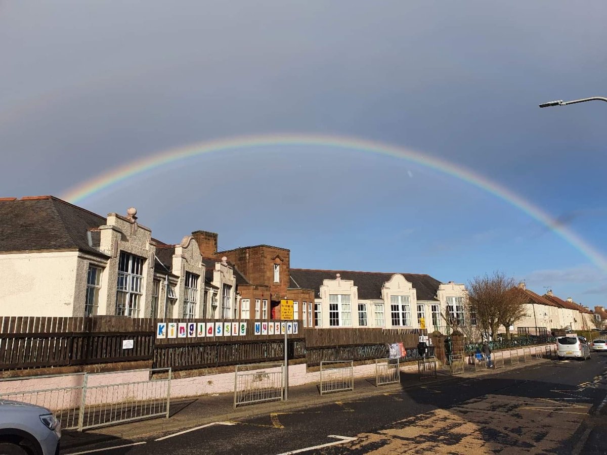 Kinglassieps's tweet photo. It’s been lovely having Primary 1-3 back in school this week. One of our parents also sent us this amazing photo of our school 🌈 https://t.co/SY0Idq1xl0