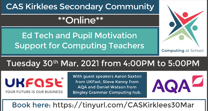 YorkCRC's tweet photo. Make sure you join in with the CAS Kirklees secondary community at the end of March for an online session with guest speakers, looking at pupil motivation support. Book your FREE place today: https://t.co/edL2lAXr8g https://t.co/EyU13Rjh3C