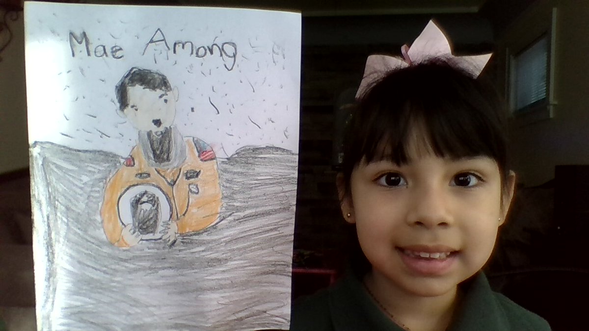 K5 students read about "Mae Among the Stars" by <a href="/RodaWorld_/">RodaWorld</a> . The book is about <a href="/maejemison/">Dr. Mae Jemison</a> , the first black woman to travel into space. Our students drew a picture of Mae and wow, they did a "astronomical" job!  #funfriday 🪐🌍💫👩‍🚀