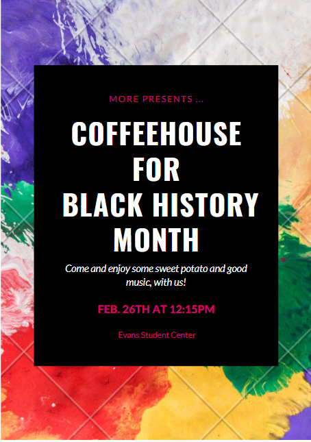 Happy Friday! 

Today is the day we will be hosting our final Black History Month event. 

It will be an exciting celebration filled with delicious sweet potato pie and great music performances. 

We hope to see you there!