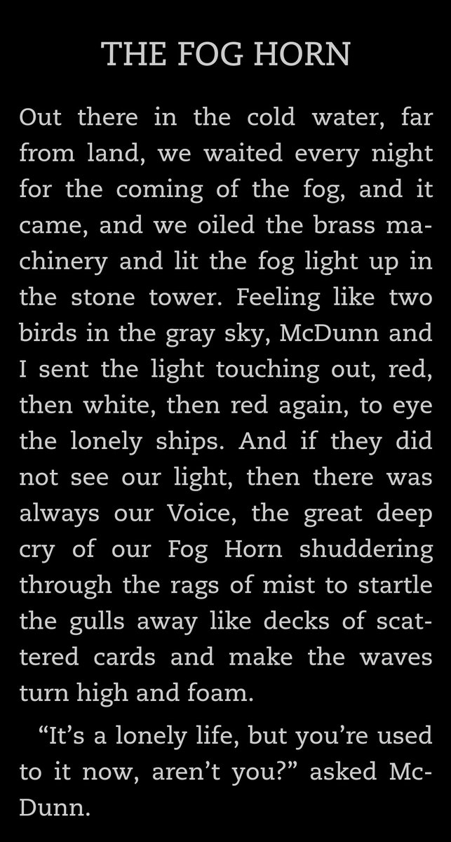 53. "The Fog Horn" by Ray Bradbury from AMERICAN SUPERNATURAL TALES.