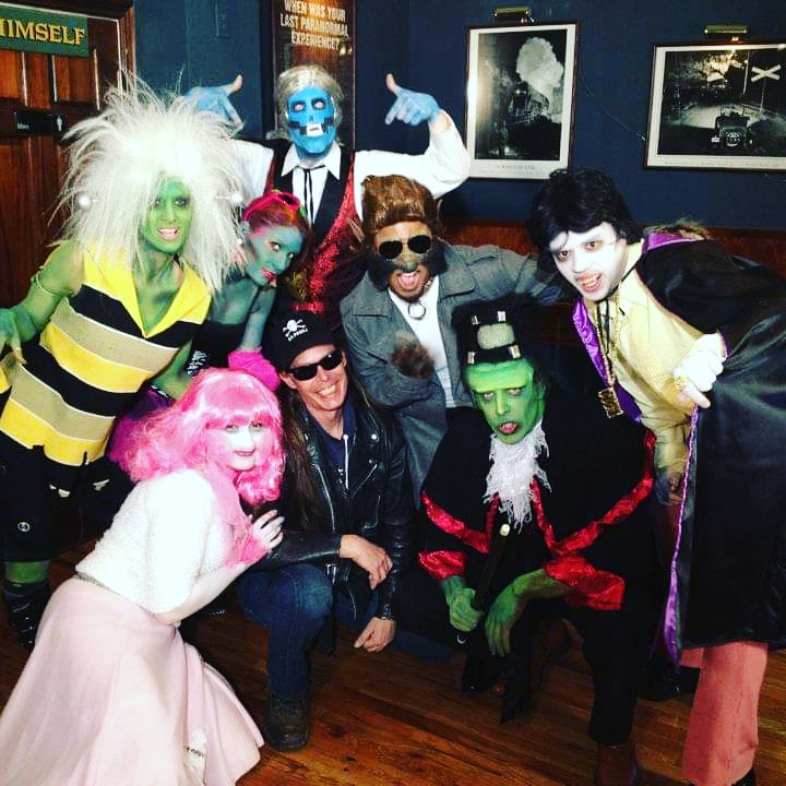 ghouligans's tweet photo. #FBF So many monsters in one Vampire Bar! Our make-up maestro Shane McGowin and his gang of monsters! 

#theghouligans 
#monstermakeup 
#vampirebar
#werewolves
#zombies
#vampires
#frankensteinsmonster 
#ilovemonsters https://t.co/KcxZj64Vbc