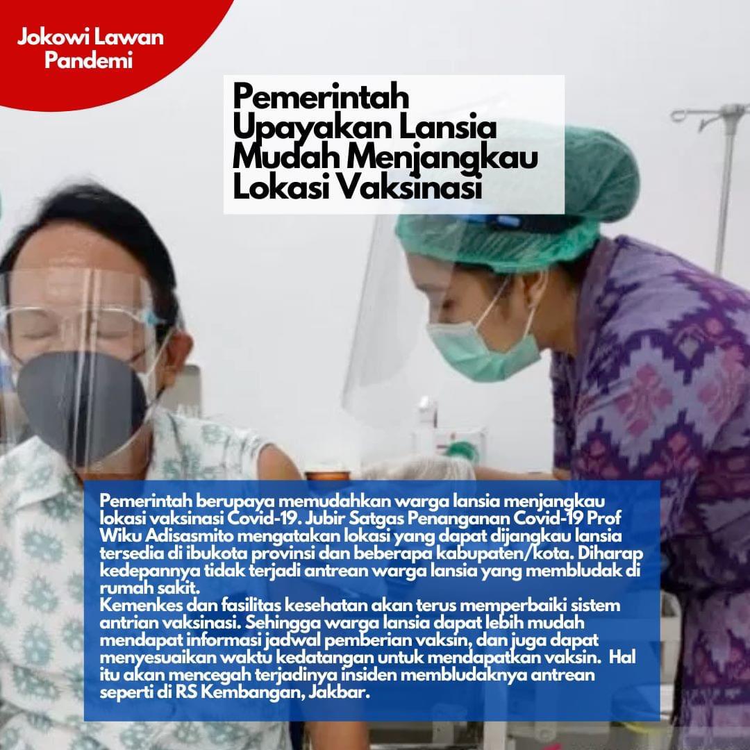HidayatRahmatt3's tweet photo. Pemerintah upayakan lansia mudah menjangkau lokasi vaksinasi @ulinyusron https://t.co/m6BcBJYIyh
