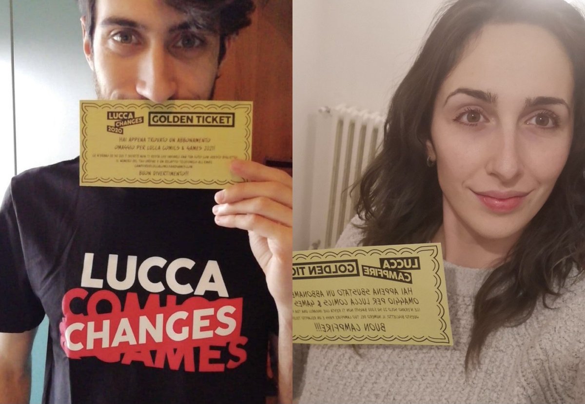 LuccaCandG's tweet photo. Complimenti ad Emanuele Giuliani e Ambra Guerri che hanno trovato il Golden Ticket nella loro bag!
👉Avete tempo fino al 28 febbraio per comprare la bag di #LuccaChaNGes: https://t.co/EmR0oumv3F https://t.co/9UU7AJB8tQ