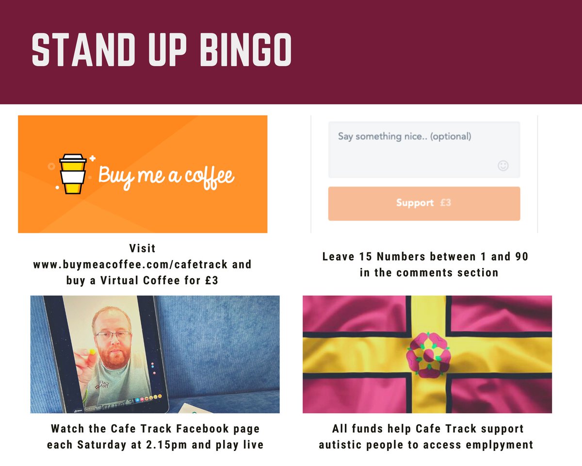 #StandUpBingo - Special 50th Edition! Saturday Feb 27th at 2.15pm raising funds for <a href="/cafetracknn/">CAFE TRACK</a> #autism #employment Come and join the fun buymeacoffee.com/cafetrack #WorldFamous Played Around the world!