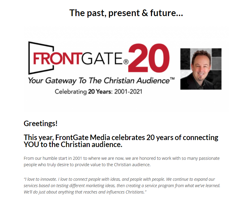 FrontGateM's tweet photo. LAST CHANCE to catch our FEB newsletter on celebrating 20 years, a new social media case study, a top Christian outlet, and more! https://t.co/0sjAbsloUr

#FrontGateMedia #publicrelations #pr #pragency #publicrelationsagency #publicity #publicist #communication https://t.co/JHKtIwTGoP