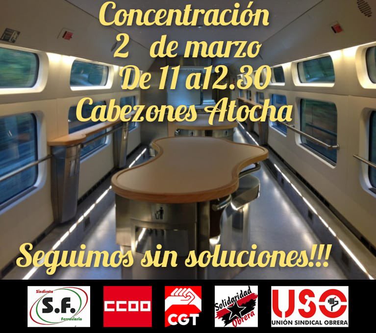 AccionsindUSO's tweet photo. Un año llevan los 2️⃣0️⃣0️⃣0️⃣ #tripulantesenerte sin respuestas, sin garantías y con un cambio de licitación de última hora que pone más negro su futuro ¿Y decían que nadie iba a quedarse atrás? @abalosmeco @Yolanda_Diaz_ @empleogob @mitmagob @afectadosxrenfe @USOMadrid @Renfe https://t.co/HWePGLAVMQ