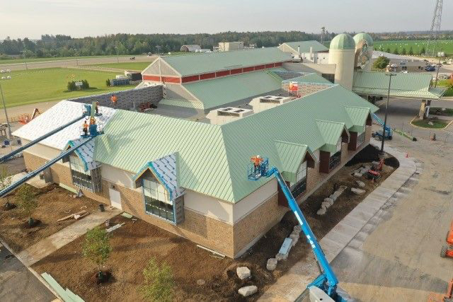 VicwestBP's tweet photo. Located in the quaint village of Elora, Elements Casino Grand River's addition features 10,000 square feet of Vicwest Tradition 100 in Mist Green. Project by Nedlaw Group. #tradition100 #metalroofing Nedlaw Group https://t.co/TjR7p8kqZZ