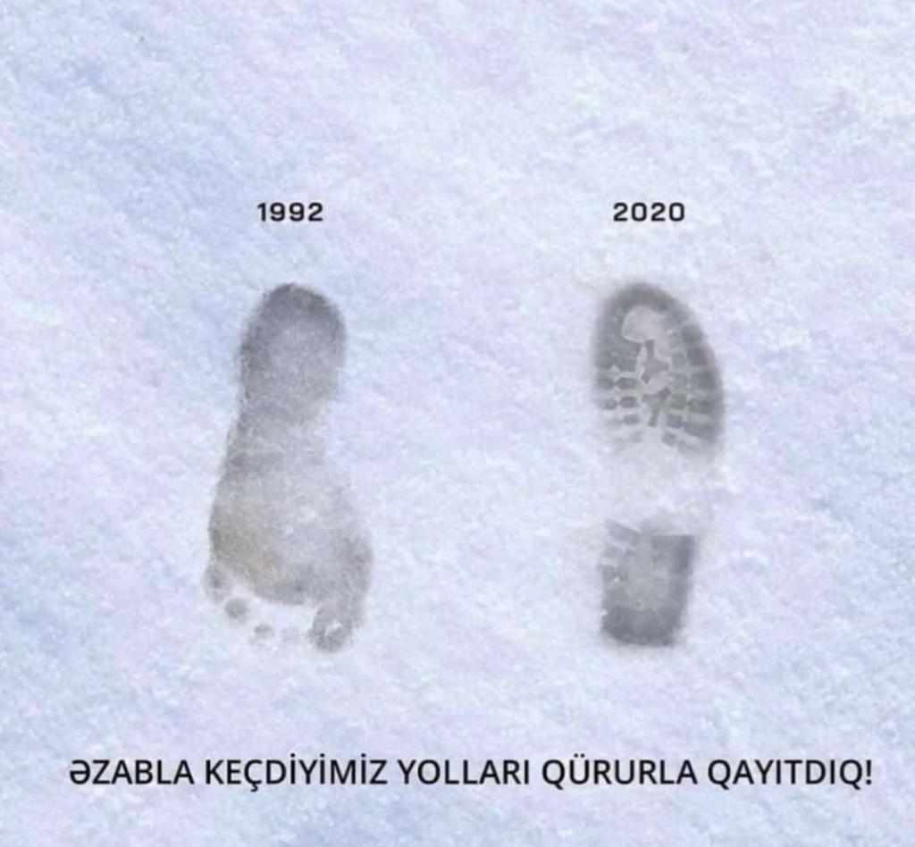 Xocalıdan biz 1992-ci ildə ayaqyalın çıxdıq. 2020-ci ildə Müzəffər Ali Baş Komandanın rəhbərliyi altında tarixi Qarabağ torpağımıza belə qayıtdıq.