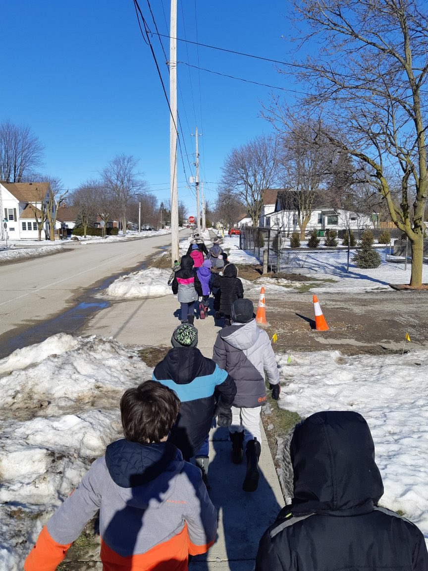 We went on a community walk to explore measurement and understand kilometres. We discussed the difference between speed and distance while getting some fresh air, sunshine and exercise! We were proud of our 2km walk! @EkcoeCentralPS #grade23