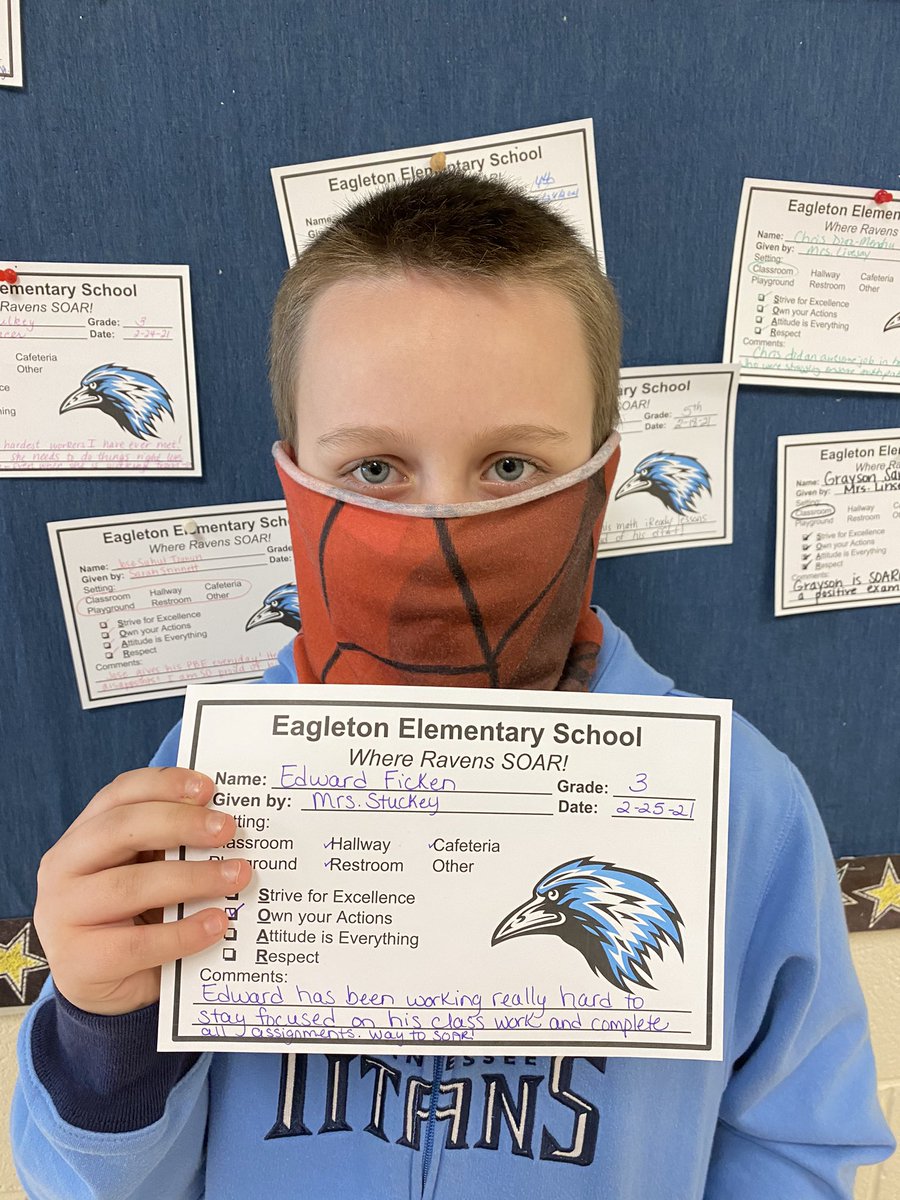 EES3rdStuckey's tweet photo. Edward is our class SOAR award winner!  He has be working hard to stay focused and complete all work assignments. Way to SOAR Edward!#eessoars https://t.co/gSOxZUzCrs