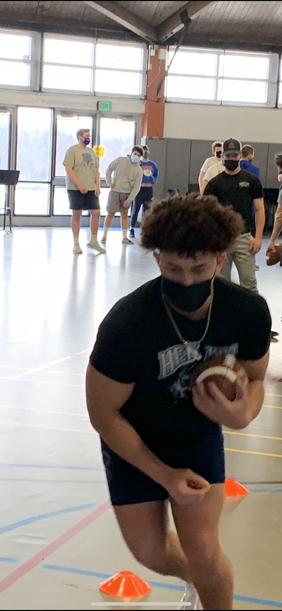 Football practice begins on Monday March 8. Chanse Artope getting some work in today at team’s workout