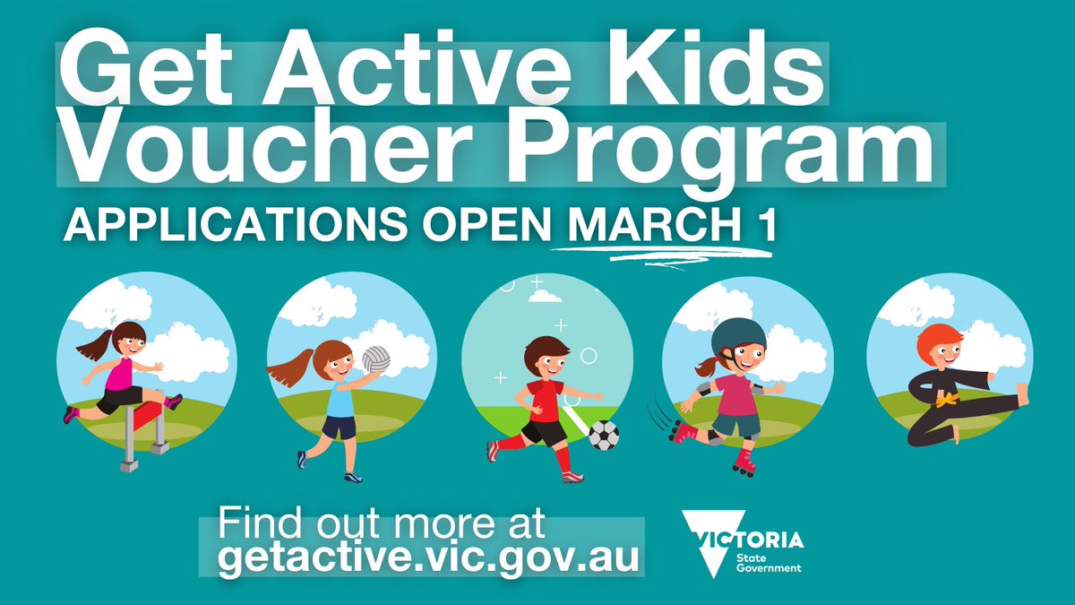 💸 This morning, I announced that up to 100,000 vouchers worth up to $200 each to help kids play grassroots sport are on the way through the Andrews Labor Government's Get Active Kids Voucher Program.
 
Find out more about this Victorian-first initiative: premier.vic.gov.au/backing-victor…