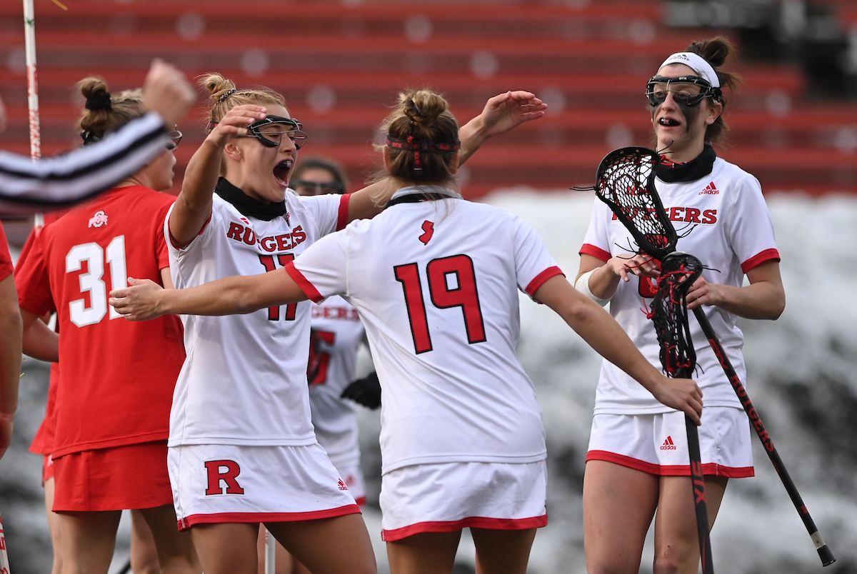 RUAthletics's tweet photo. Give it up for @ttnaslonski and @cassidy_spilis, who combined for 9 goals in No. 24 @rutgers_wlax's 12-9 win over No. 19 Ohio State! #GoRU https://t.co/kYq2tCntkF