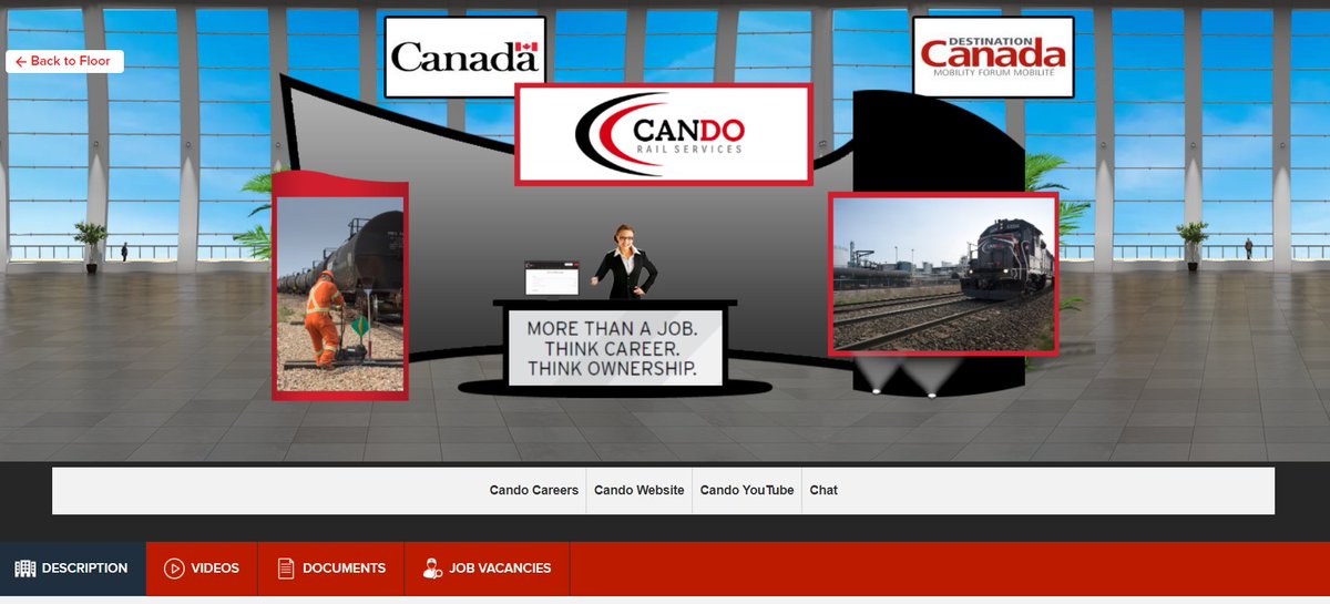CandoRailLtd's tweet photo. From today until Sunday we have a virtual booth at the Destination Canada Mobility Forum. If you're registered for the Forum and you're interested in working in rail, visit our booth! Our HR professionals and operations team members are excited to tell you more. #DestCan2021 https://t.co/uEuSnEC8Xr