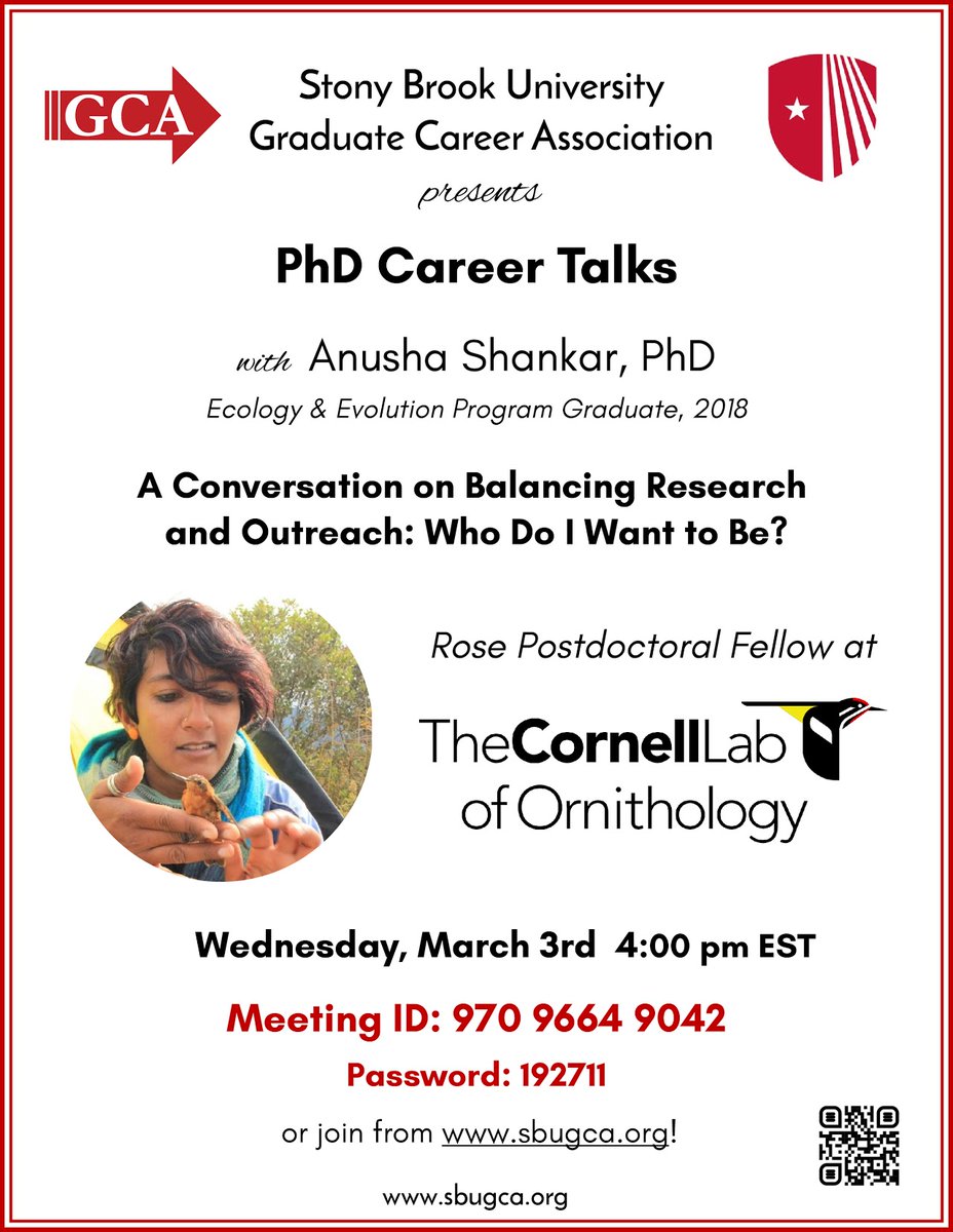 BiochemForrest's tweet image. Very excited for our next PhD Career Talks event with Dr. Anusha Shankar! A National Geographic Explorer!