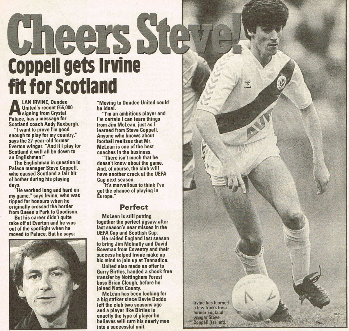 ScotsFootyCards's tweet photo. Cheers Steve! Coppell gets Irvine fit for #Scotland #AlanIrvine #DundeeUtd #Shoot! 1987-07-11 https://t.co/kxzHYRNudF