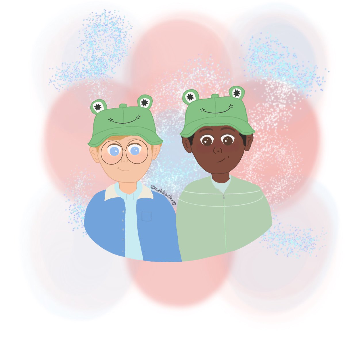 madsdrawsthings's tweet photo. simon and bram deserve frog hats so i gave them frog hats 🐸

#spierfeld #simonspier #bramgreenfeld https://t.co/QBRV2dsbTn