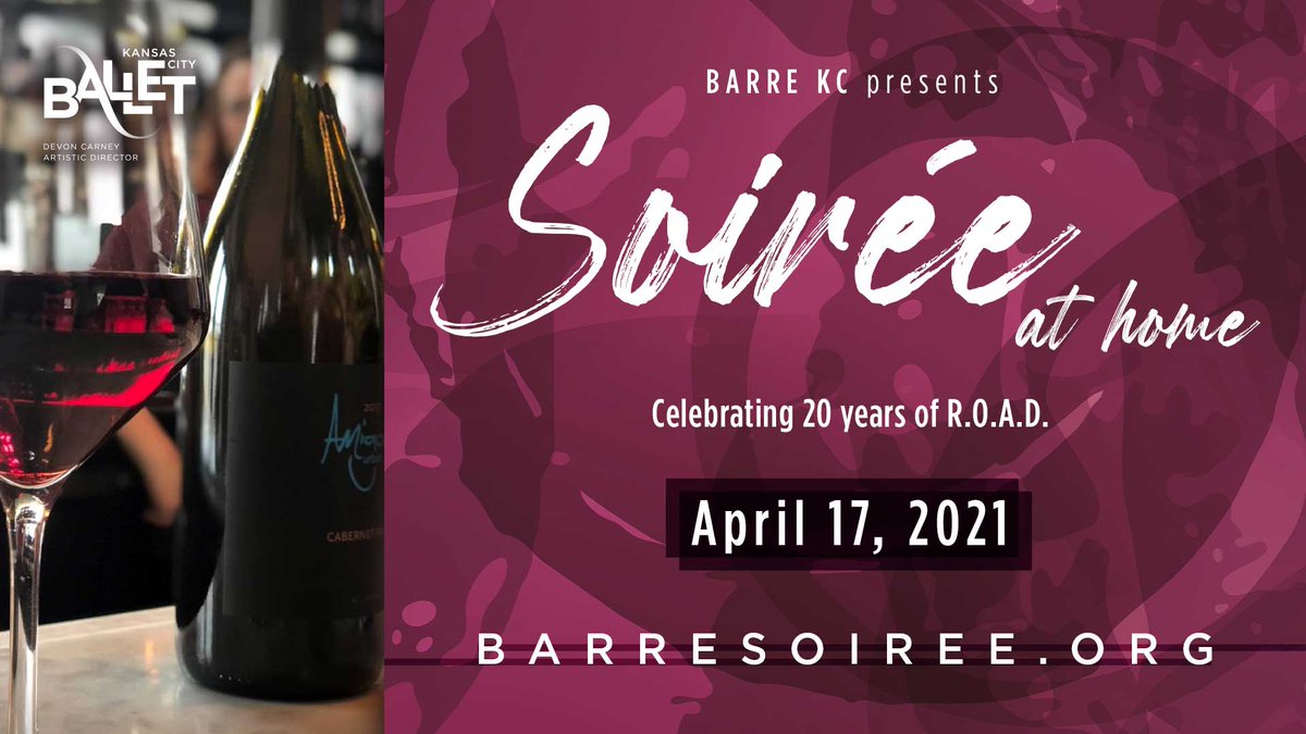 kcballet's tweet photo. Tix on sale now for BARRE KC's Soiree at Home April 17. Ticket/party package includes delights from @AmigoniWinery, @Panache.Chocolatier, @NothingBundtCakes, &amp; @ParisiCoffee. Proceeds benefit KCB's ROAD scholarship program.
https://t.co/iNGBQUS4RZ #kcballet #barrekc #barresoiree https://t.co/j5IJ4eT8gT