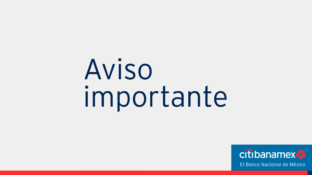 banamex's tweet photo. Citibanamex informa

Estamos presentando algunas intermitencias en el servicio de Banca Móvil. Como alternativa, nuestros clientes pueden realizar sus operaciones en BancaNet o cajeros automáticos. 

Daremos a conocer cuando se normalice el servicio. https://t.co/Fe3dRJ5TTZ