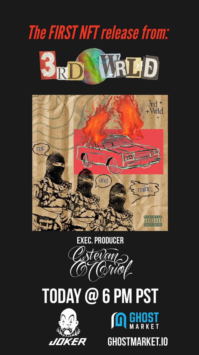 Jokerbrand's tweet photo. Announcing 1st NFT from @jokerbrand @soulassassins camp
Music by @3rdwrldla @1000_wrds @dr_chronicle
“Me and Mine” Exec. Produced • Estevan Oriol.  Only on @phantasmachain @ghostmarketio
@houseofnft @kindmantras
#JokerBrand #EstevanOriol #Soulassassins
#LAoriginals https://t.co/IyiffuqbWM