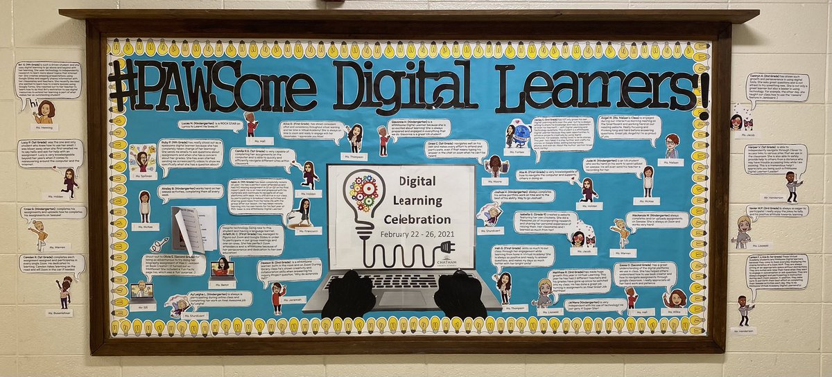LongClassroom's tweet image. One bulletin board just can’t contain how #PandaProud our teachers are of their #PAWSome Digital Learner students! #ChathamDigitalLearning @PboroElementary @AllysonBetot @fhall8994 @aimnielsen @jshenderson27 @fashioninfourth @E_SturdivantPES @ianutep @hanalyzingEd @WBusenlehner