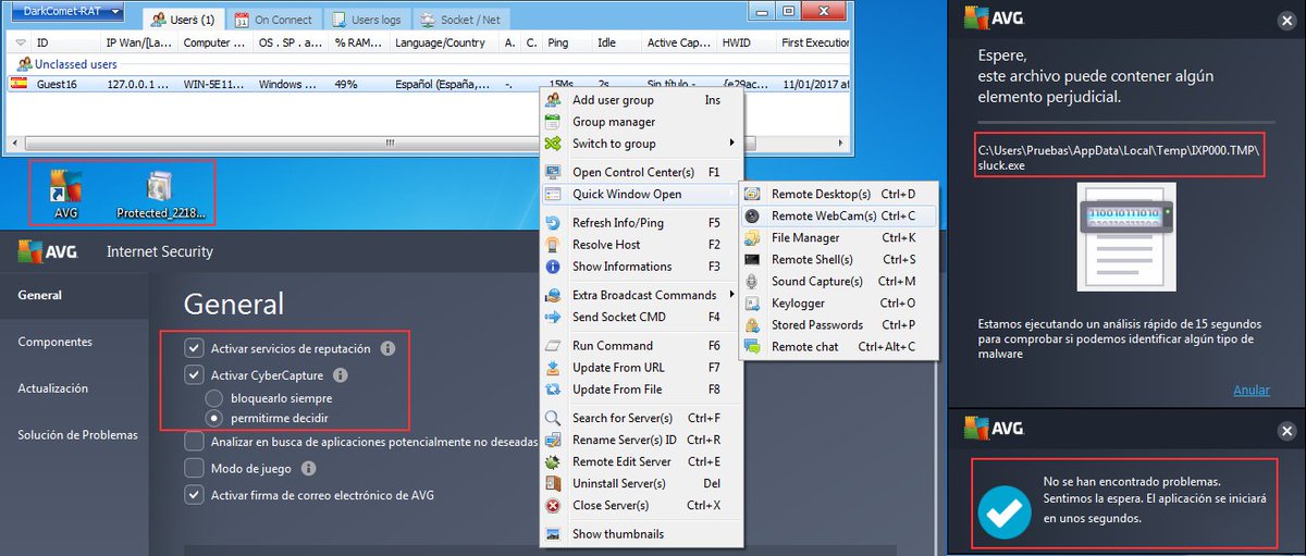 enelpc's tweet image. Evasión de antivirus #AVG con troyano #DarkComet en ejecución  e #insanityprotector