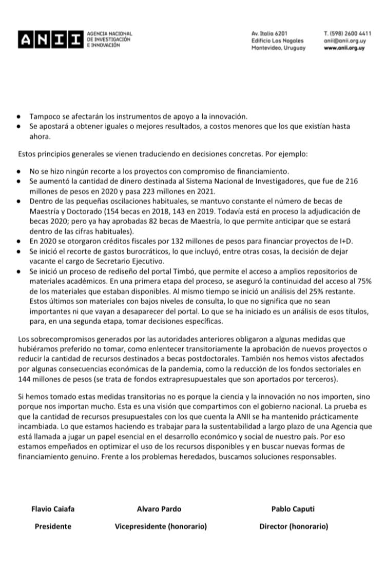 HACIA UNA ANII MÁS PROTAGÓNICA Y SUSTENTABLE

Comunicado del directorio de ANII