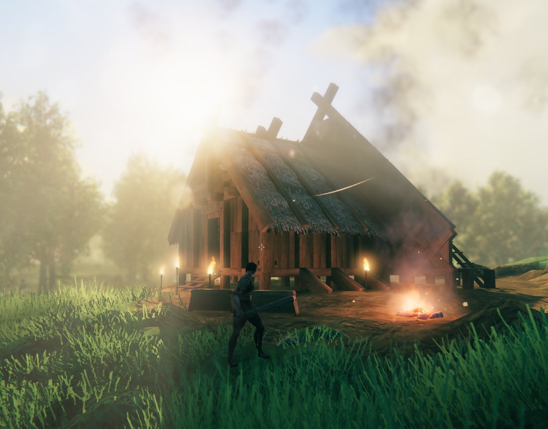 EnthraHD's tweet photo. First ever foray into the world of #Valheim... Actually genuinely excited to try this ambitious Longhouse build. Why do I always have to go too far, can't I just be happy with a cute little hut? 😆⛵️ https://t.co/kd6v2xFSPN