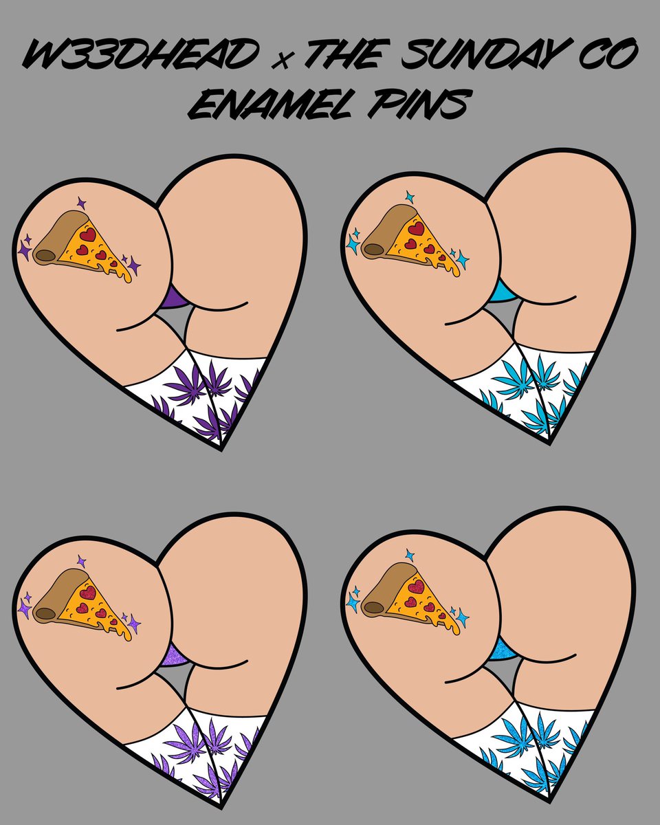 itsw33dhead's tweet photo. Hard enamel pins up on my shop now! These are PRESALES btw 🍕 https://t.co/2BnFytZ0qK ✨collaborated w @TheSundayCo_ on these enamel pins I’m so exited ♥️🍕 also restocked some other things https://t.co/Y3mCLbWiW1
