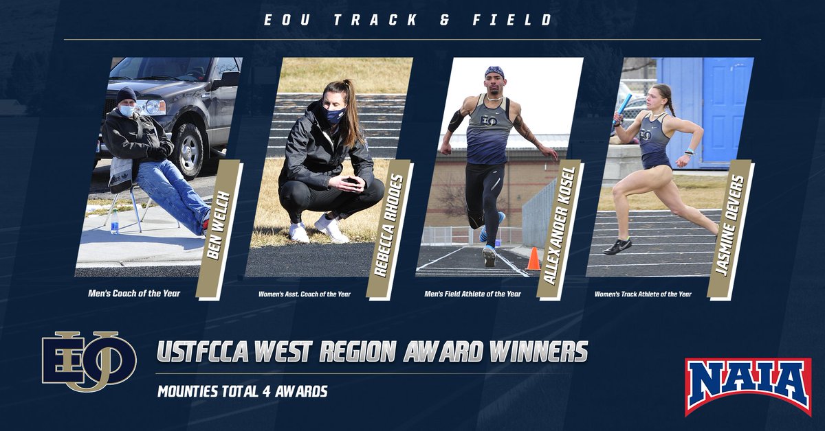 EOUAthletics's tweet photo. Not 1⃣, Not 2⃣, Not 3⃣, but 4⃣ USTFCCCA West Region Awards were picked up by @eouxctf‼️ Just another day in the office for the Mounties 💪😤

Full Story 👉https://t.co/3TwdJkSA47

#MountUp #EasternEdge #EOUtf https://t.co/REwntOXuxm