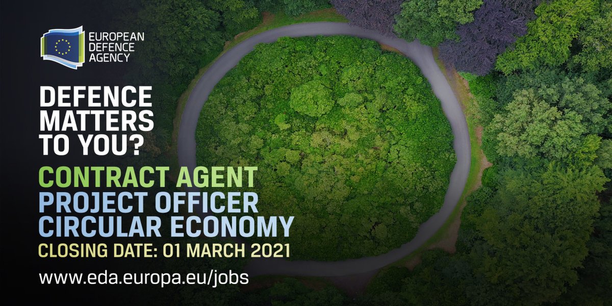 ⏰ Last chance to apply 👀

#EDAjobs | 2 Project Officers Circular Economy ♻️

✔️ Implement an effective #circulareconomy community
✔️ Contribute to the Incubation Forum for Circular Economy in European Defence (#IFCEED)

⏱️ Apply by 1 March
👉 vacancies.eda.europa.eu/vacanciesnotic…