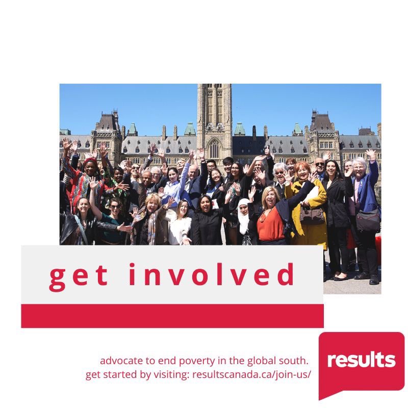 Looking to get involved and not sure where to start? Reach out to ourselves or <a href="/ResultsCda/">Results Canada</a> ! Don’t forget to check out their webinar series on YouTube here: bit.ly/2ZRBbf6