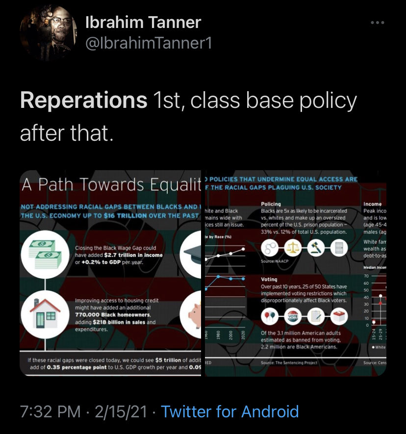 FTrilliams's tweet photo. Look at how long @IbrahimTanner1 has been misspelling “Reparations”. So he’s ok with stealing intellectual property and continuing to use “ADOS” (while bashing the founders), but won’t do a damn spell check. #IntellectuallyLazy https://t.co/VenUC026JL