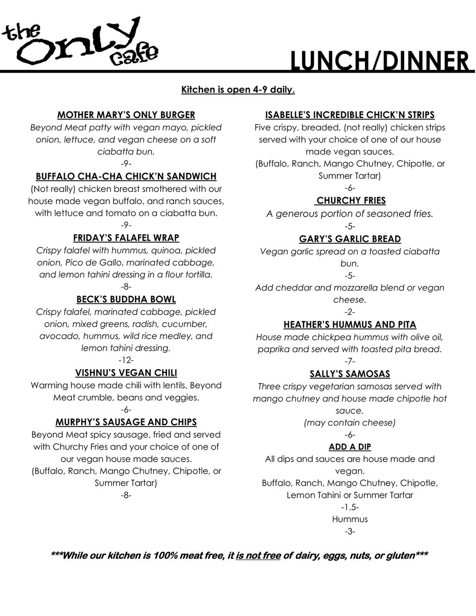 Cancel your dinner plans. Our revamped takeout menu starts today at 4pm! All options are vegetarian or vegan 🌱