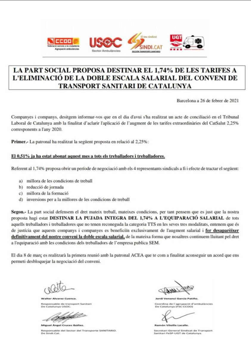 EQUIPARACIÓ SALARIAL 

Proposta per destinar 1'74% a l'eliminació de la doble escala salarial.

#TES #TTS #TSNU #TSU