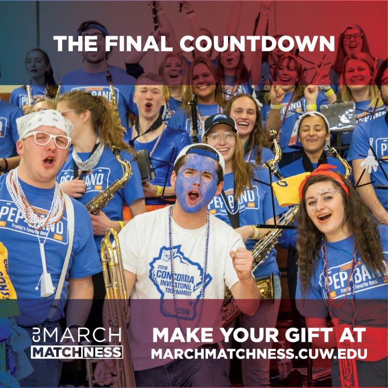 CUWisconsin's tweet photo. The shot clock is ticking! Now is your last chance to make a gift that will be DOUBLED! Any gift given between now and midnight will be matched! #MarchMATCHnessCU