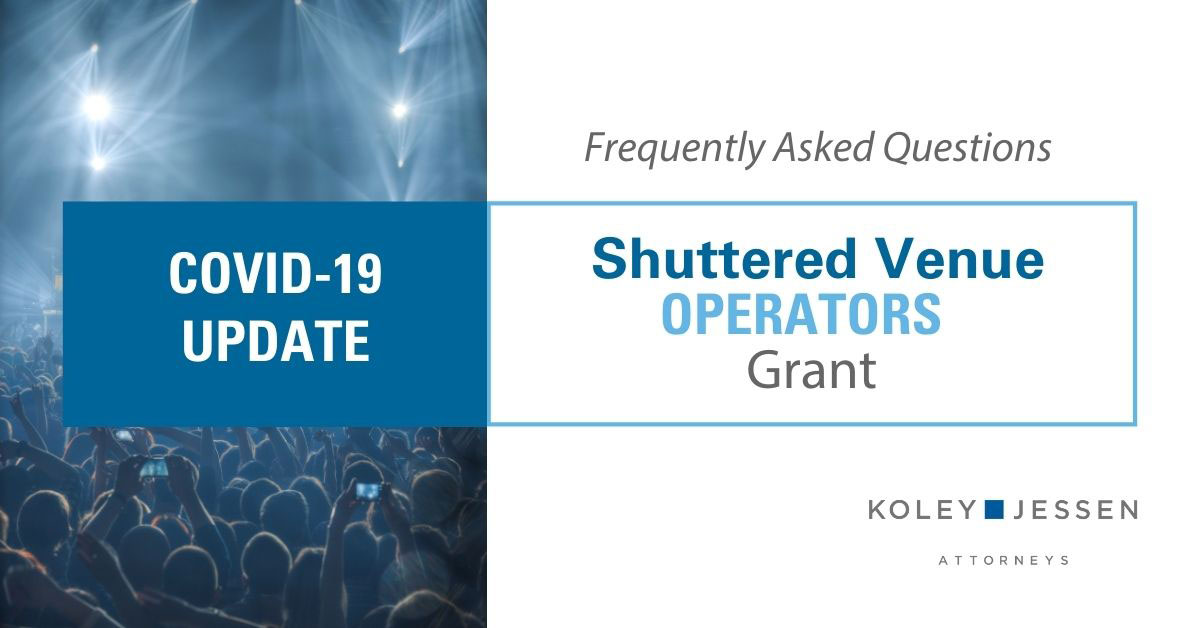 KoleyJessen's tweet photo. The SVO Grant program, established by the Economic Aid Act, will allocate $15 billion in funding through the SBA for performing arts venue operators impacted by #COVID19. Learn more about the details of the program from our Banking team’s FAQs: https://t.co/qQzepL11qE #svogrant https://t.co/ixkWtygZWb